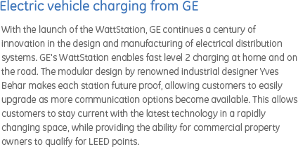 Electric vehicle charging from GE