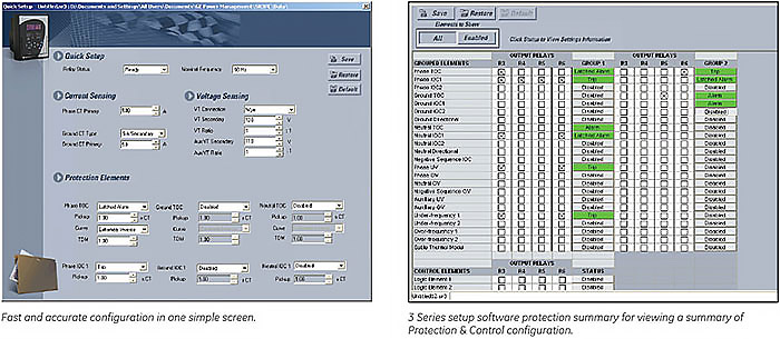 3 Series setup software protection summary for viewing a summary of Protection & Control configuration