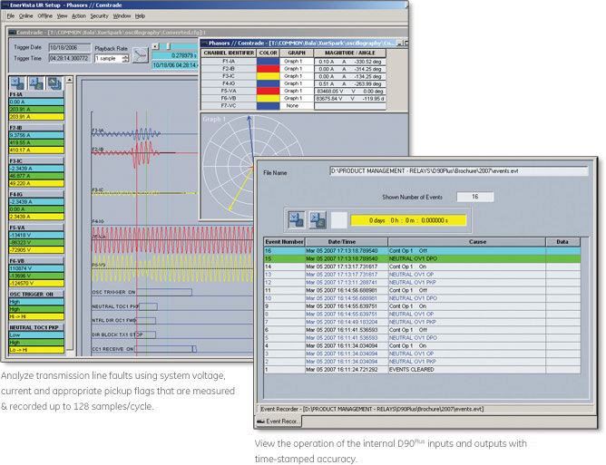 EnerVista software sample screens