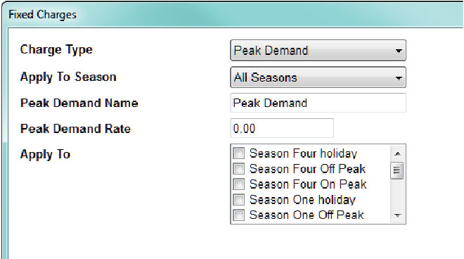 Simple configuration of peak demand charges