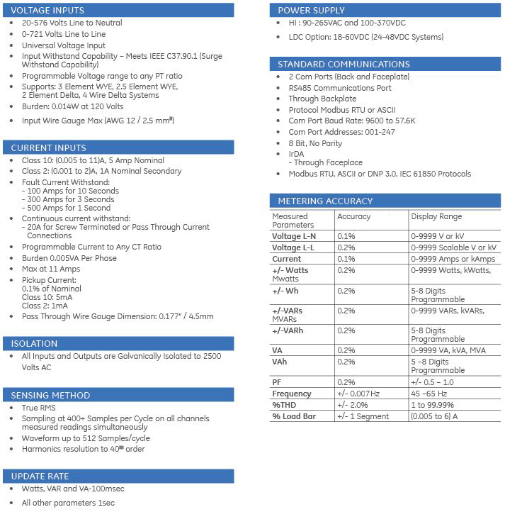 EPM7000 SPECIFICATIONS